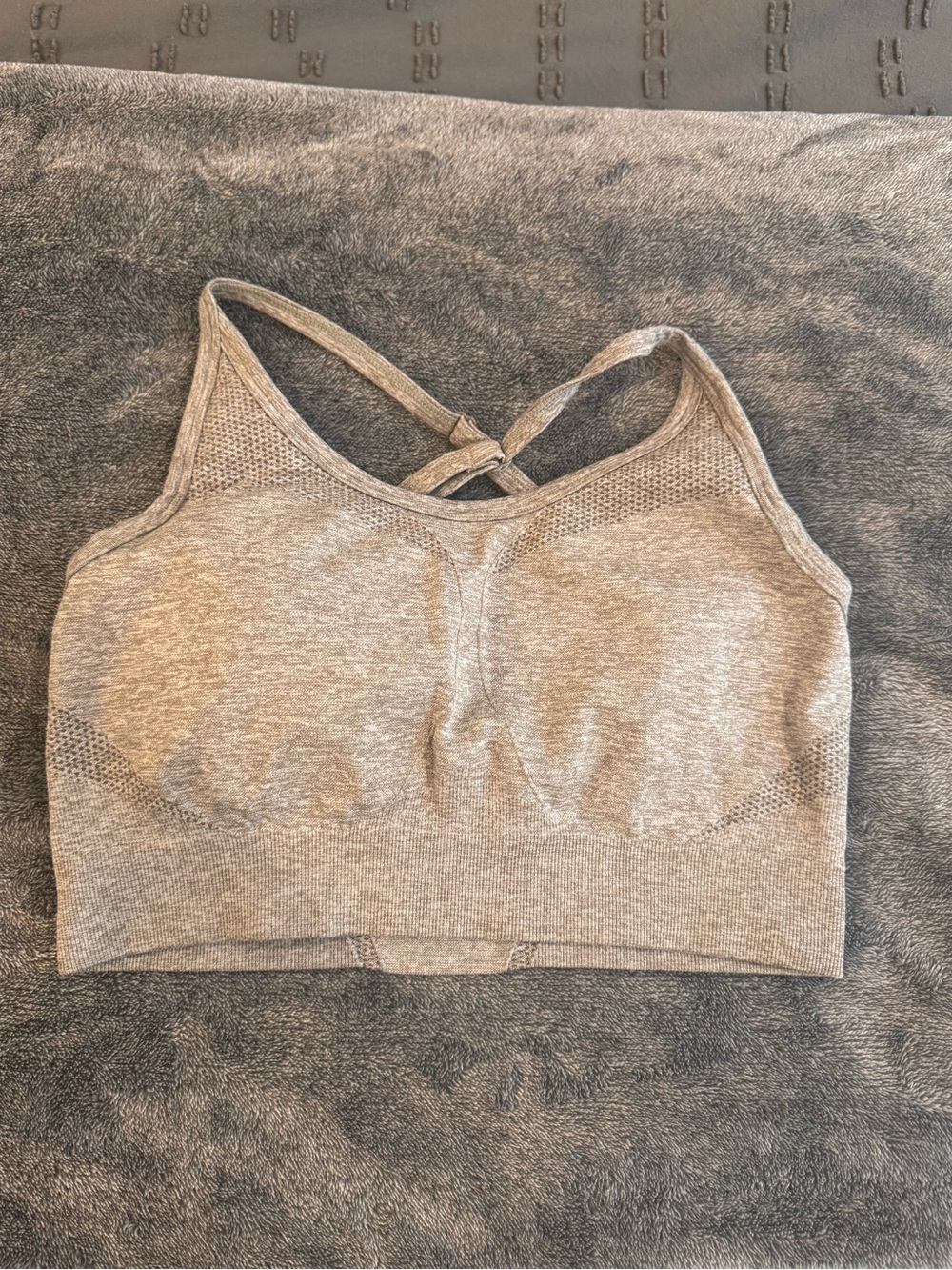 AYBL Light Gray Seamless Cross-Back Sports Bralette